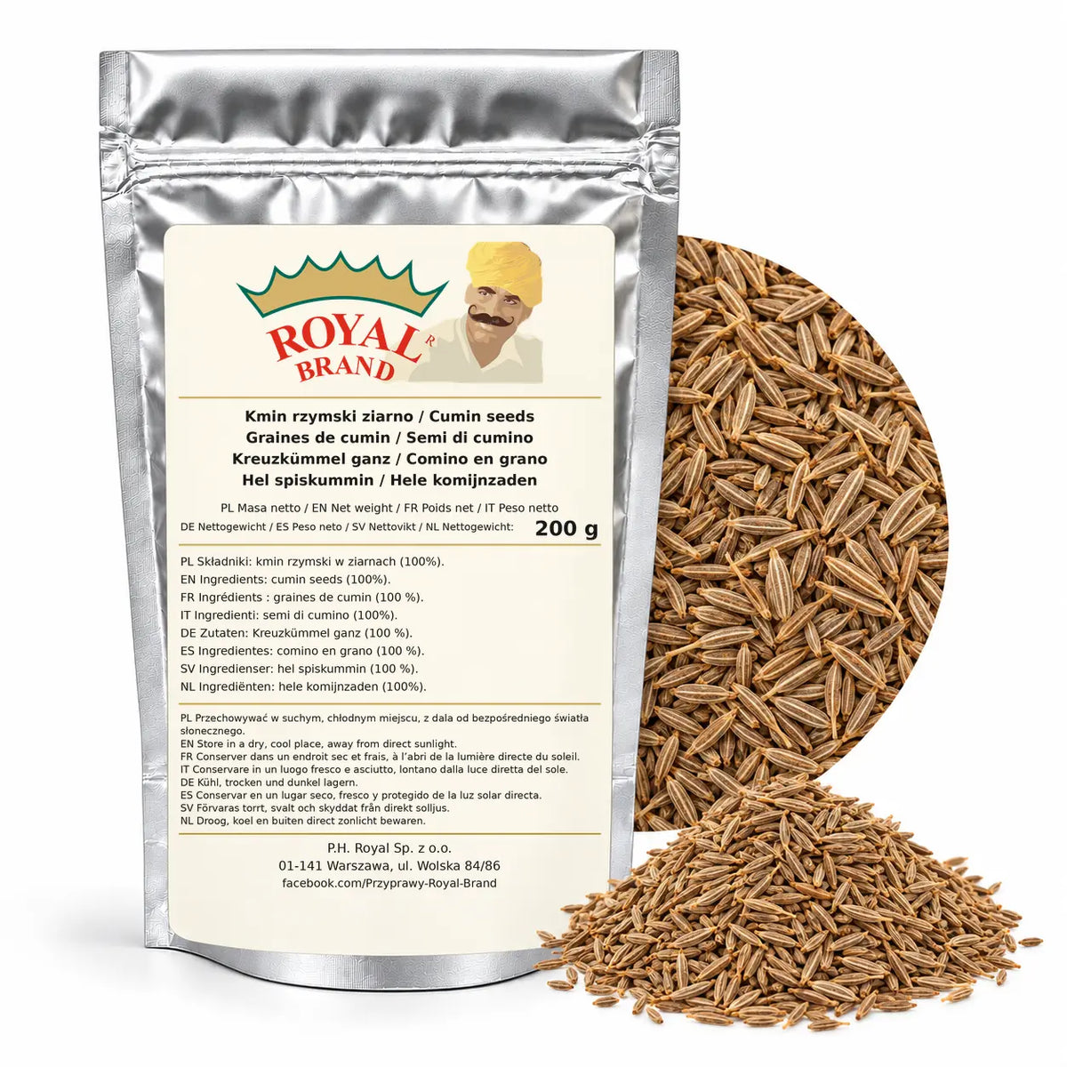 Kmin rzymski ziarno kumin 200 g do curry Royal Brand