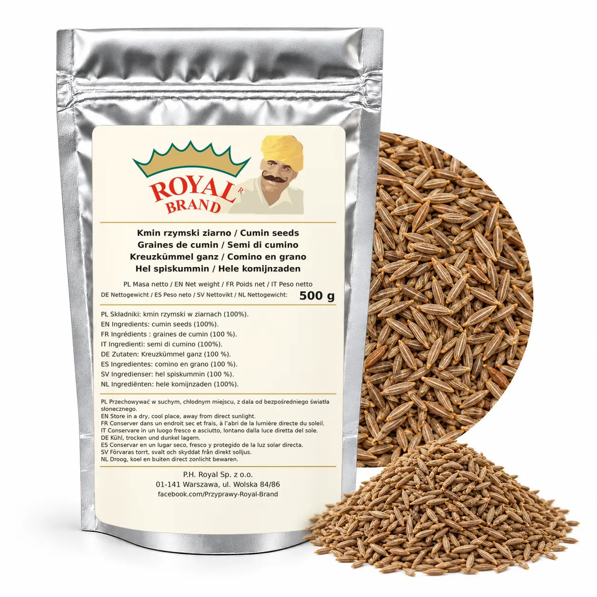 Kmin rzymski ziarno kumin 500 g do curry Royal Brand