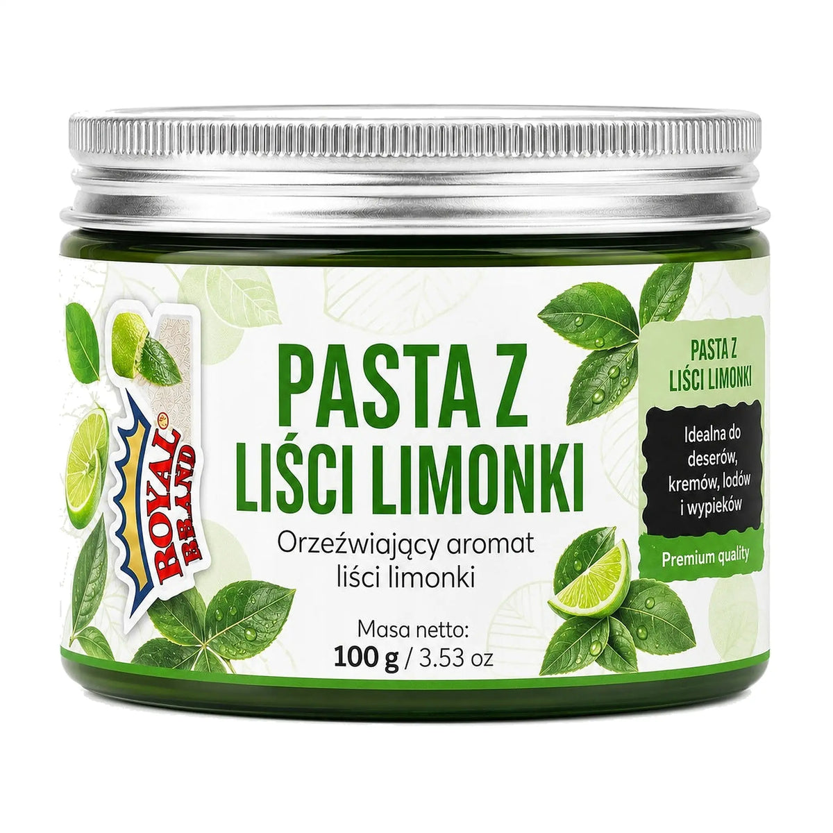 Naturalna pasta cukiernicza z liści limonki 100g do pieczenia i lodów Royal Brand