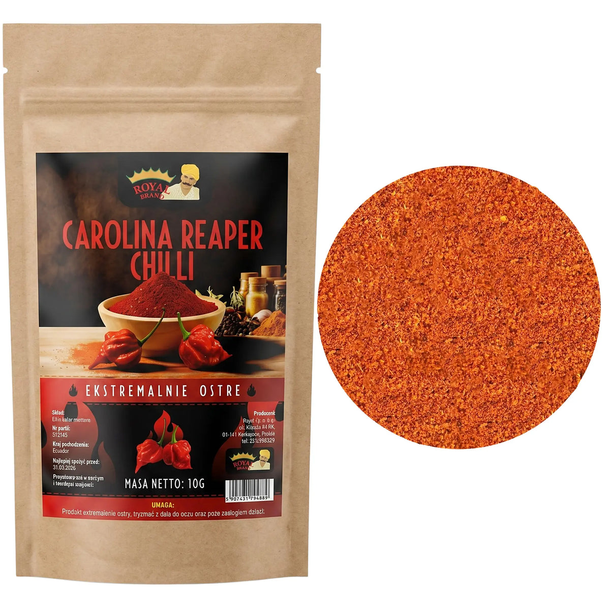Papryka Carolina Reaper Chili Mielona ostra 10g Rekord Świata 17 Royal Brand