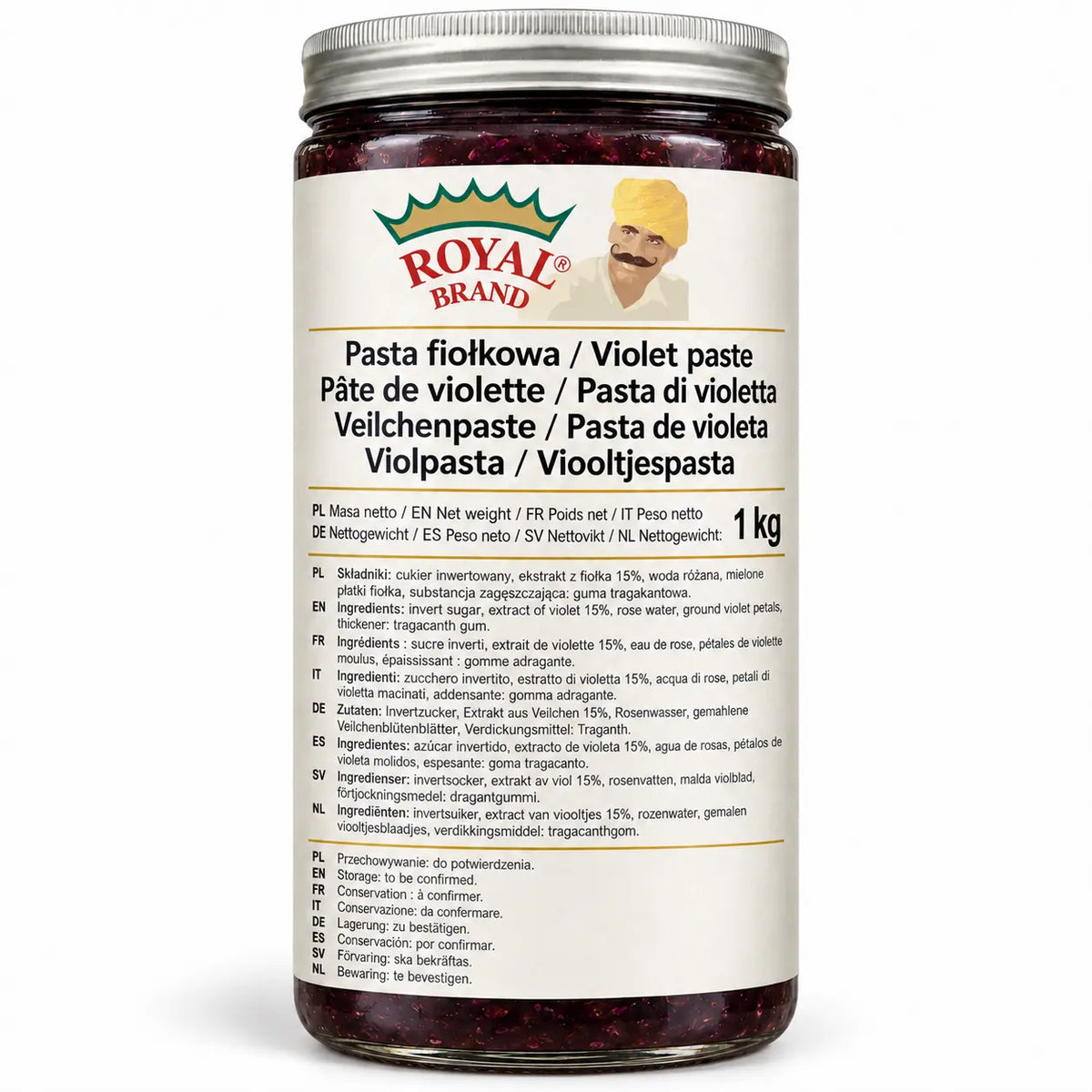 Pasta fiołkowa 1 kg Royal Brand – projekt opakowania w szklanym słoiku