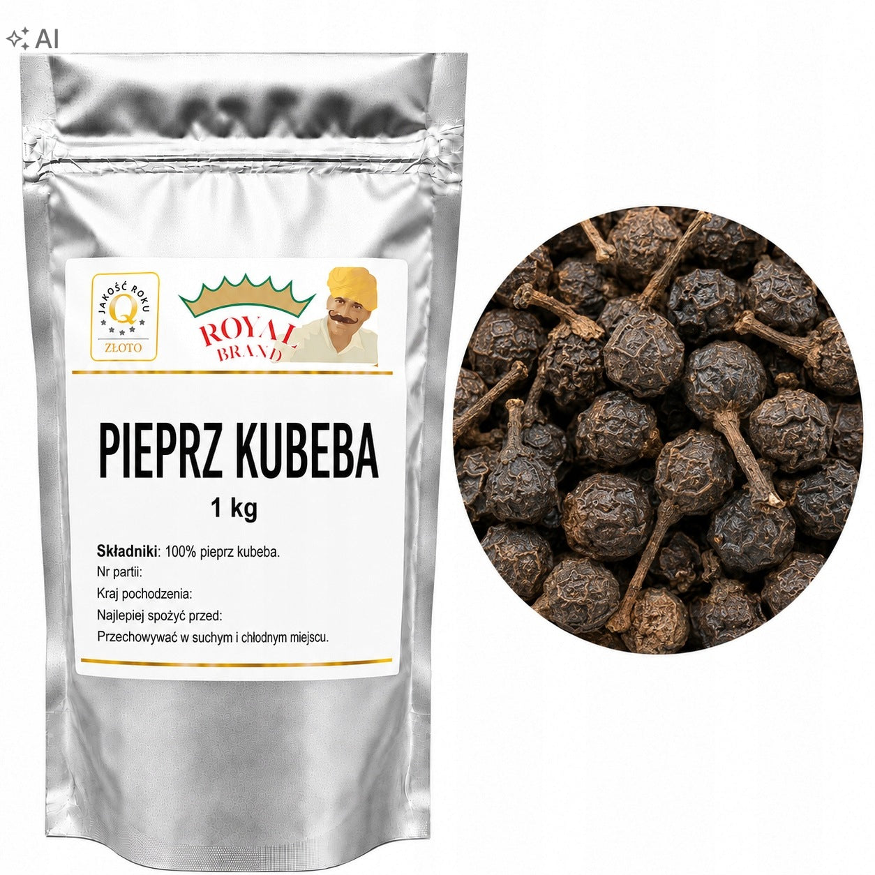 Pieprz Kubeba Ziarno 1 kg Cały Aromatyczny do Mięs Sosów i Marynat Royal Brand