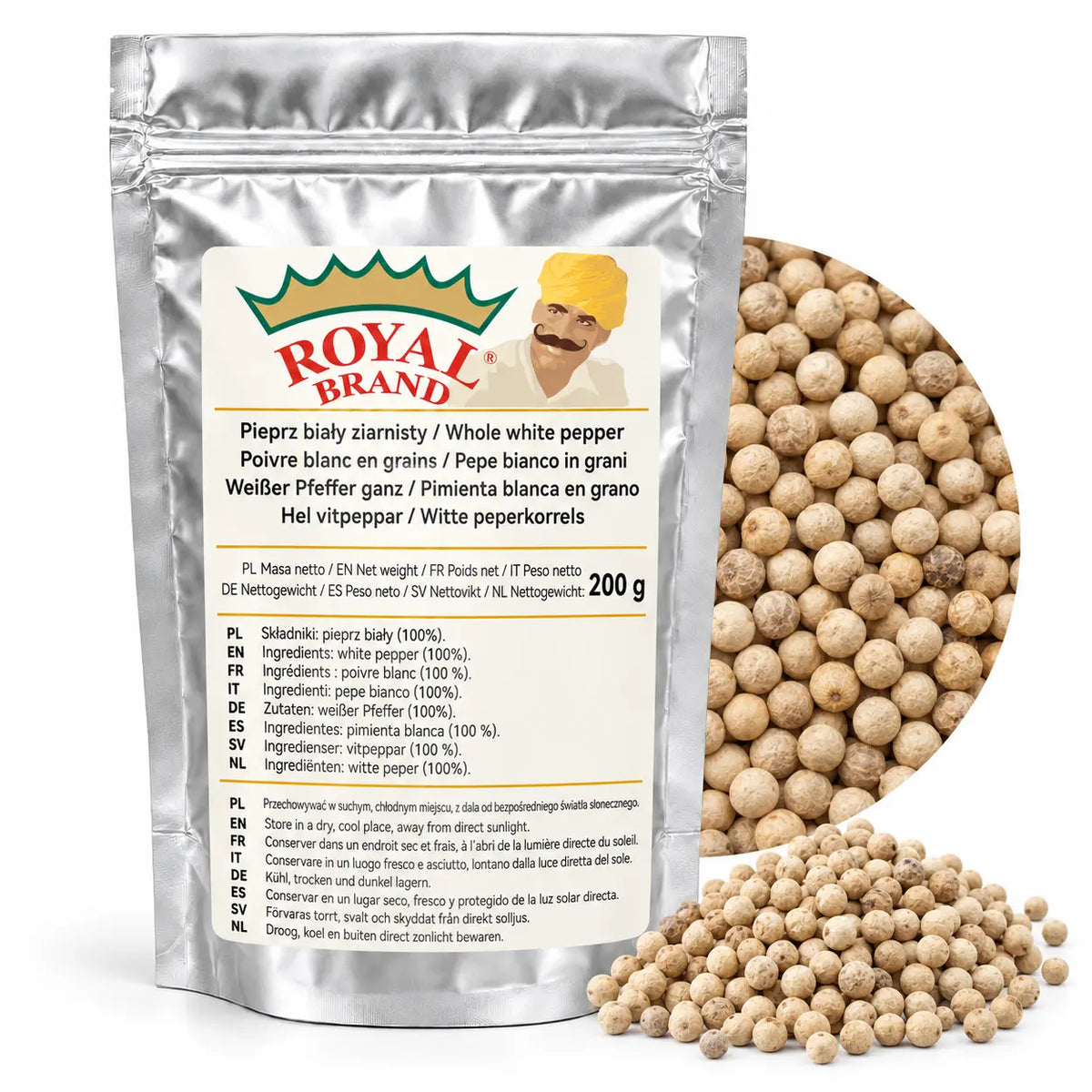 Pieprz biały ziarnisty 200 g Royal Brand