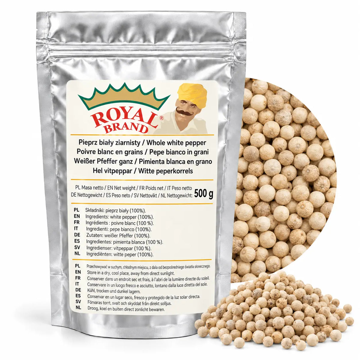 Pieprz biały ziarnisty 500 g Royal Brand