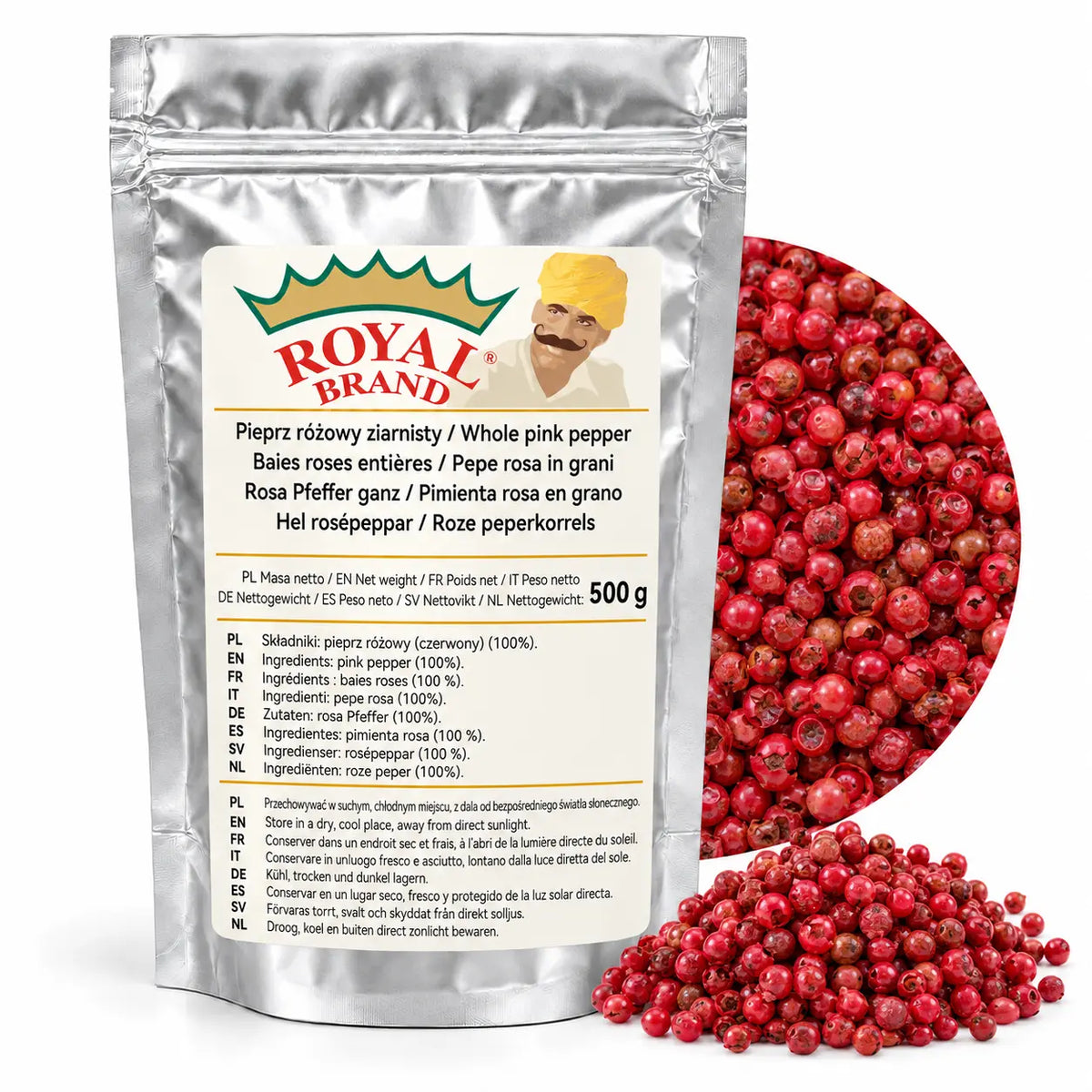 Pieprz czerwony różowy ziarnisty 500 g Royal Brand