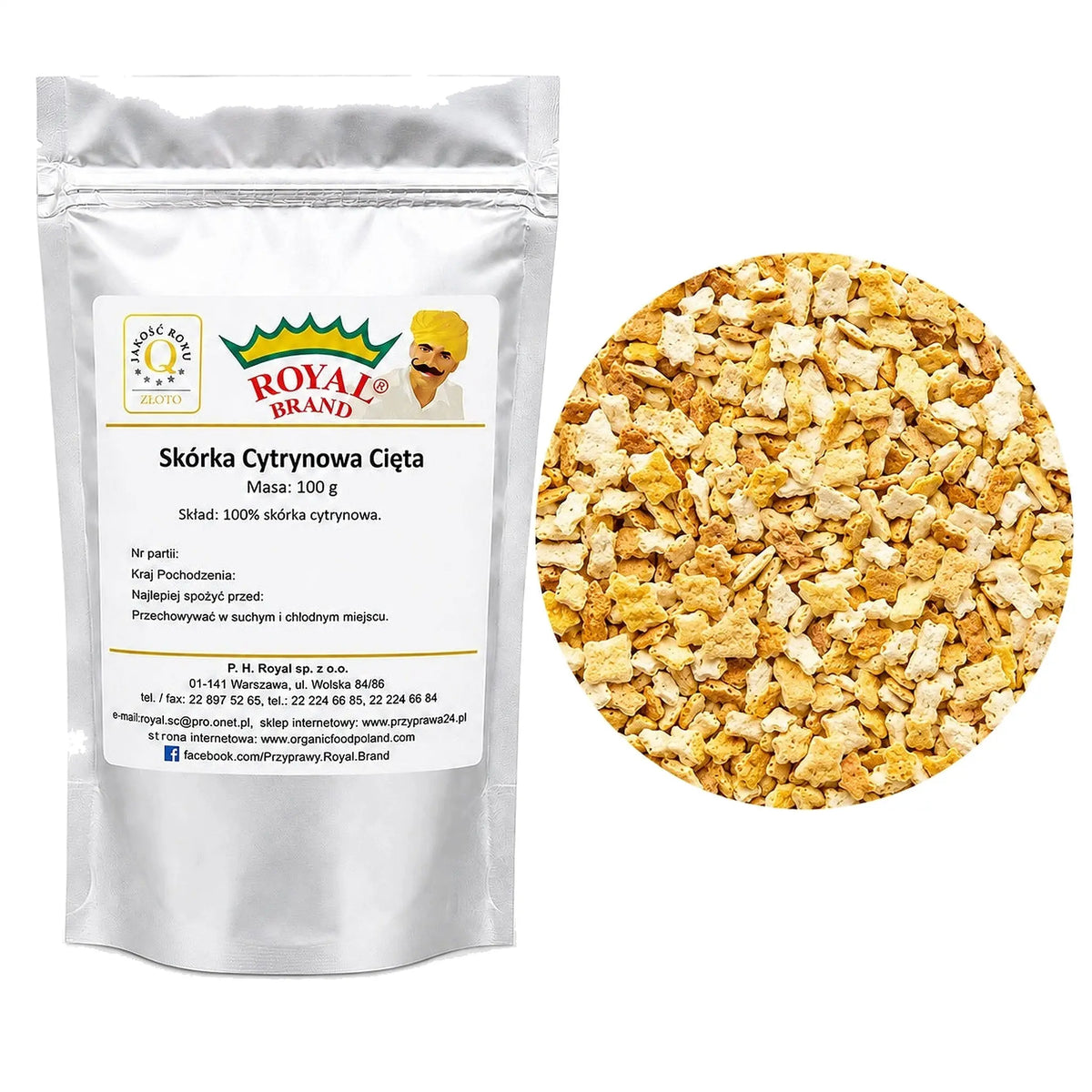 Skórka cytrynowa cięta 100g do herbaty ciast Royal Brand Royal Brand