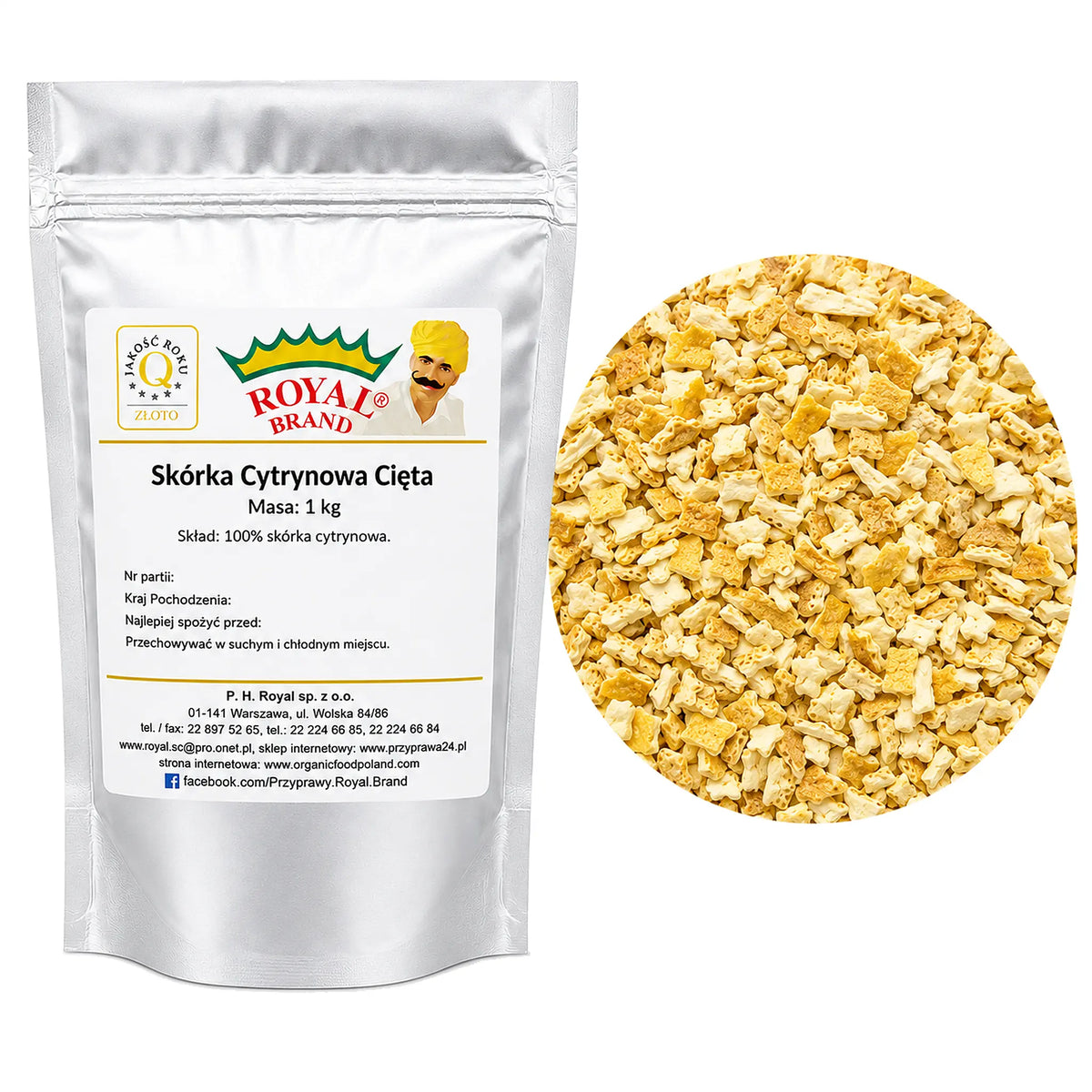 Skórka cytrynowa cięta 1kg do herbaty ciast Royal Brand Royal Brand