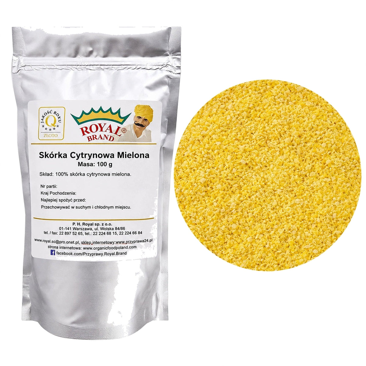 Skórka cytrynowa mielona 100g do ciast deserów herbaty Royal Brand Royal Brand
