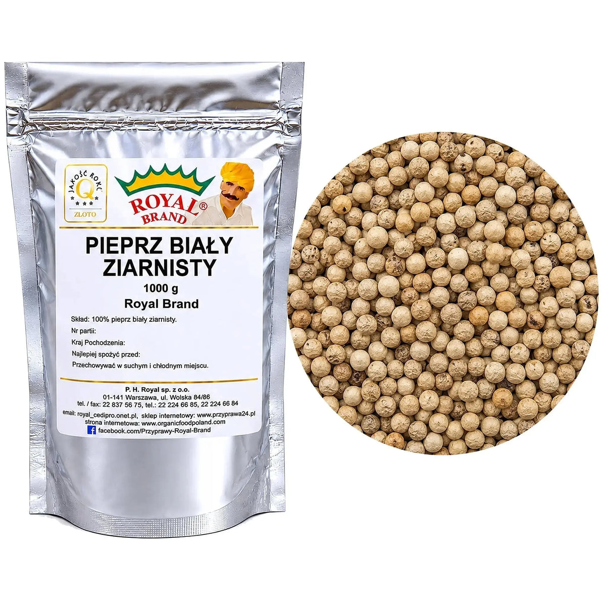 Pieprz biały ziarnisty Royal Brand – opakowanie 1 kg