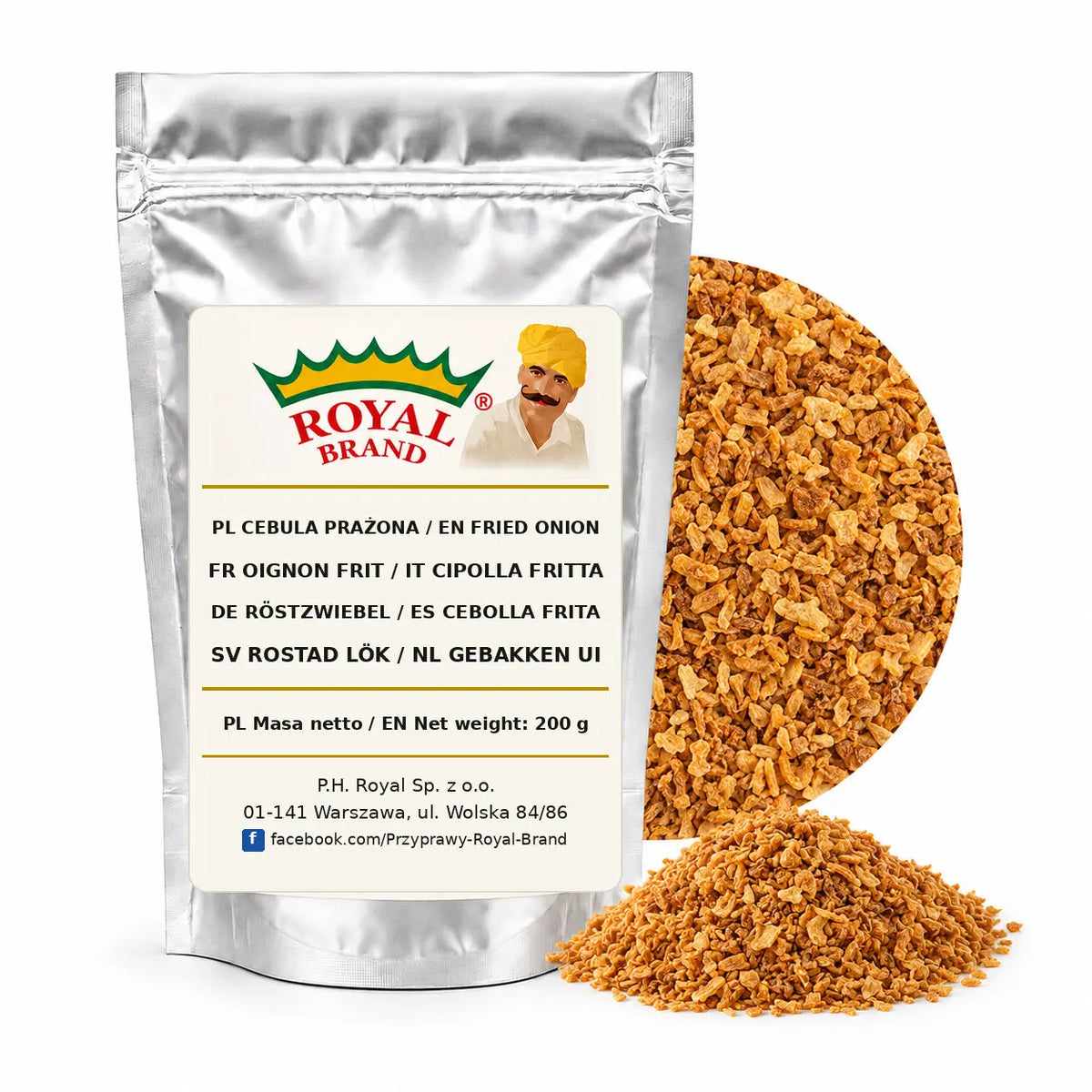Cebula prażona 200 g Royal Brand – srebrny doypack z półkolem