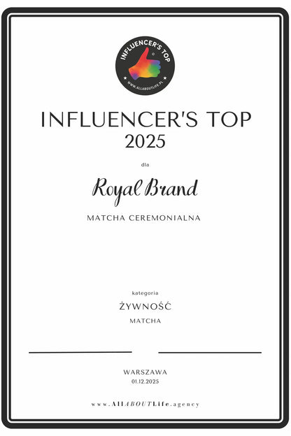Certyfikowana Matcha Premium Ceremonialna 100g zielona herbata w proszku - Oficjalny sklep Royal Brand