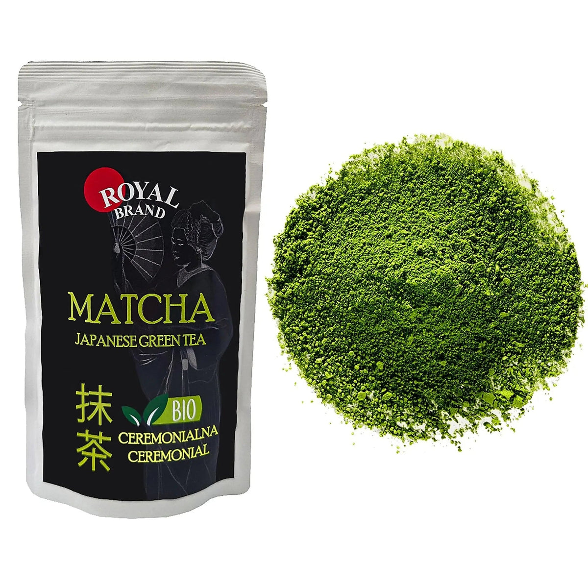 Certyfikowana Matcha Premium Ceremonialna 100g zielona herbata w proszku - Oficjalny sklep Royal Brand