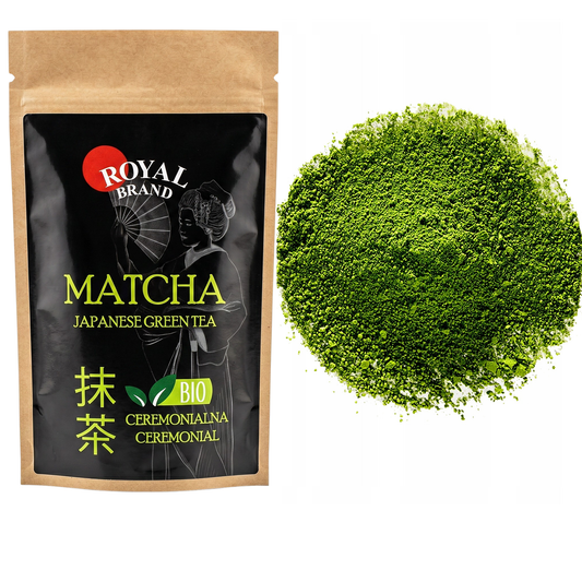 Najlepsza Zielona Herbata Matcha Japońska BIO 50g Herbata Sproszkowana Royal Brand
