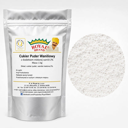 Cukier PUDER WANILIOWY 2% 1KG NATURALNĄ WANILIĄ Royal Brand