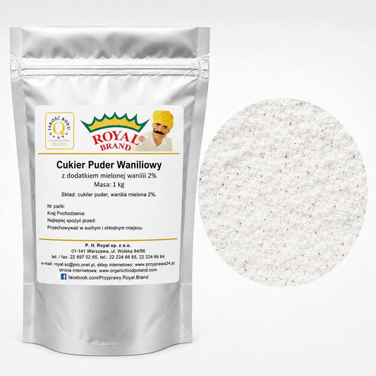 Cukier PUDER WANILIOWY 2% 1KG NATURALNĄ WANILIĄ Royal Brand