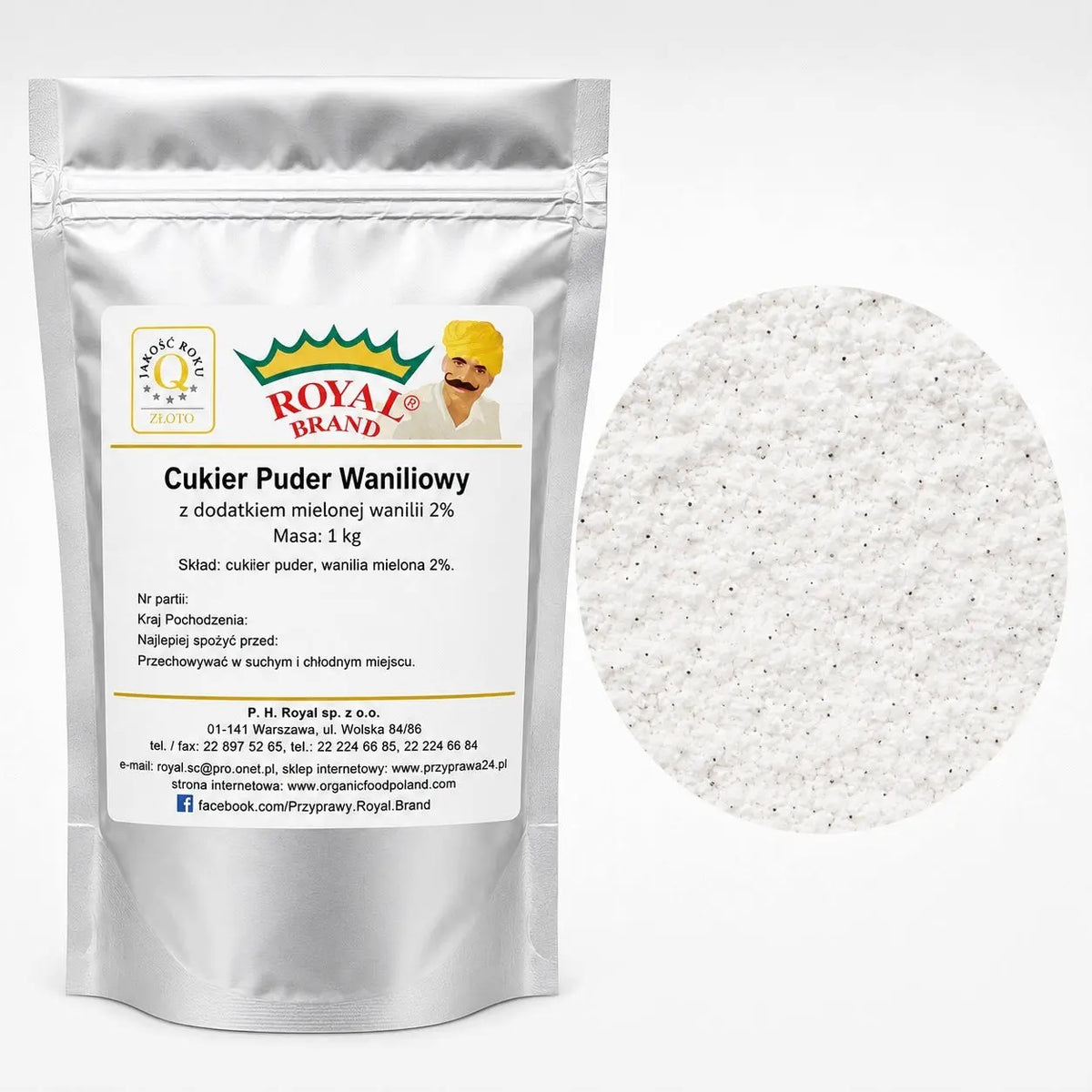 Cukier PUDER WANILIOWY 2% 1KG NATURALNĄ WANILIĄ Royal Brand