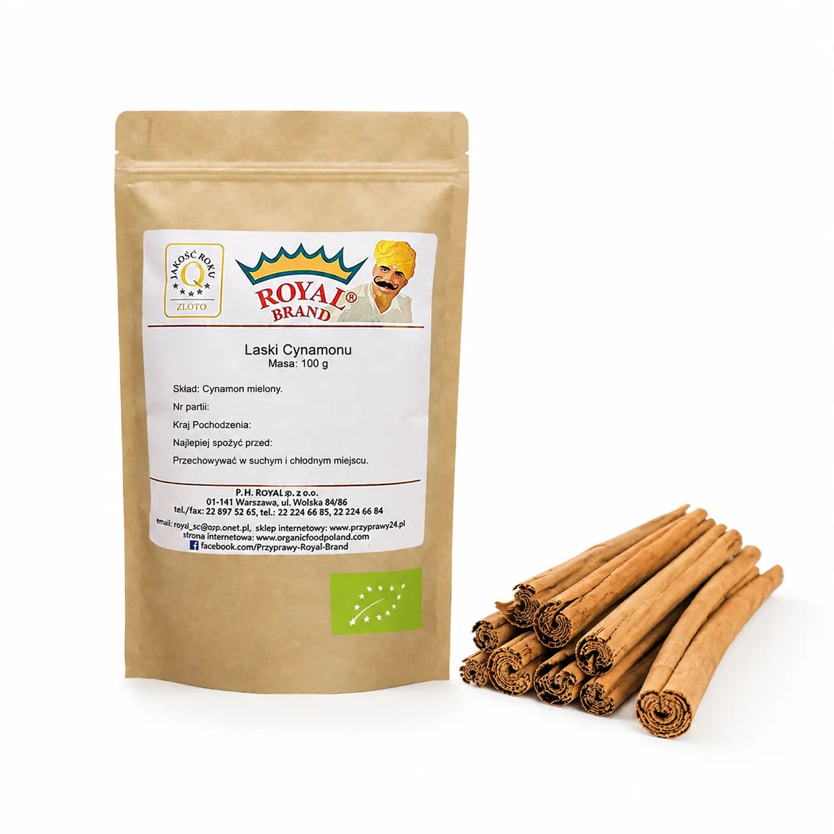 Cynamon cejloński BIO w laskach 100 g Royal Brand