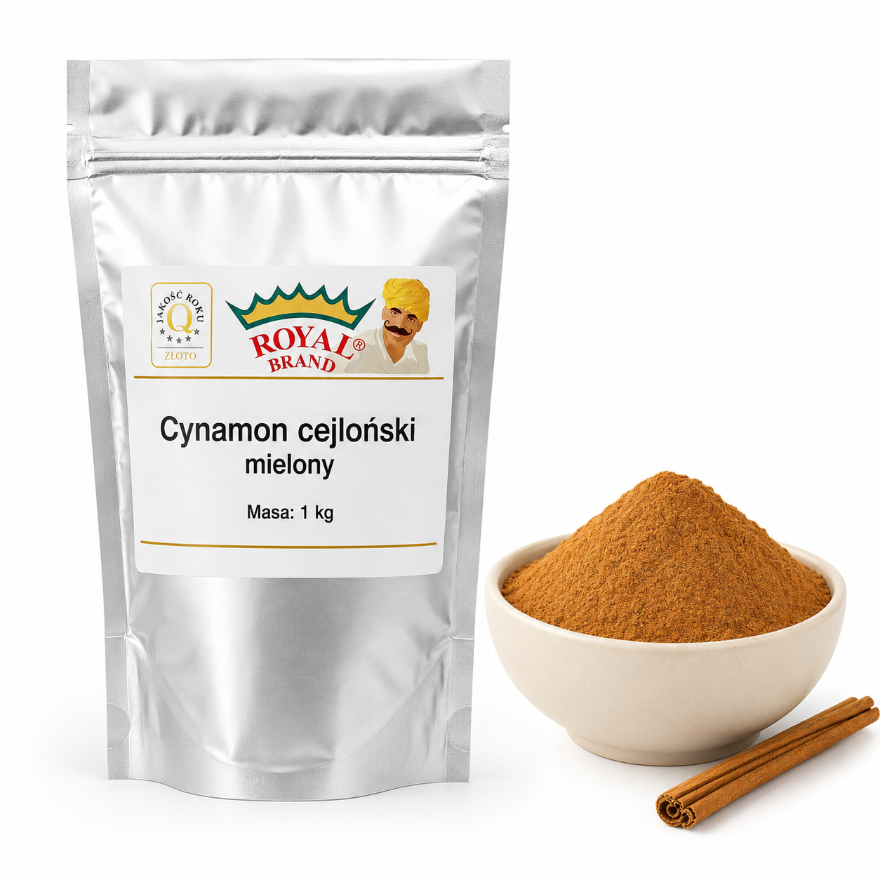 Cynamon cejloński mielony 1 kg Royal Brand – opakowanie i produkt