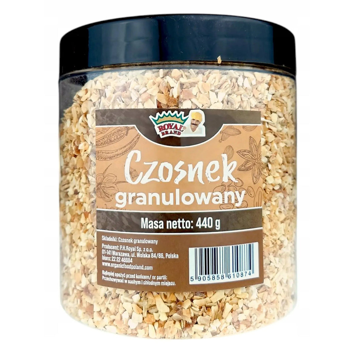 CZOSNEK SUSZONY granulowany 440g w dużym wielorazowym słoiku - Oficjalny sklep Royal Brand