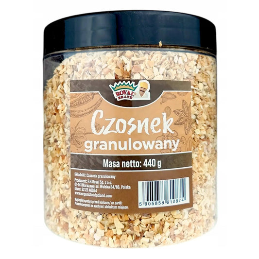 CZOSNEK SUSZONY granulowany 440g w dużym wielorazowym słoiku - Oficjalny sklep Royal Brand