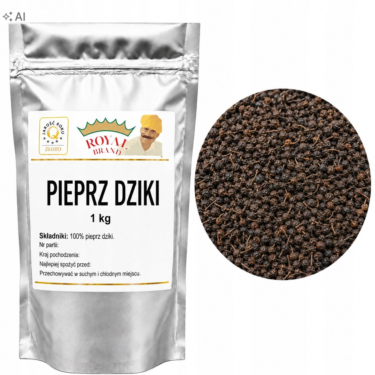 Dziki Pieprz Voatsiperifery 1kg (Piper borbonense) Madagaskar Royal Brand Royal Brand