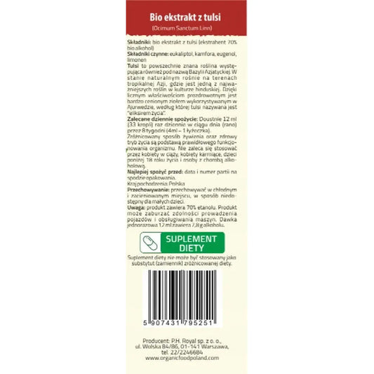 EKSTRAKT Z TULSI ŚWIĘTA BAZYLIA W KROPLACH 50mlBIO - Oficjalny sklep Royal Brand