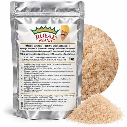 Projekt opakowania: Fit Słodycz piernikowa 1 kg Royal Brand. Logo marki do weryfikacji.