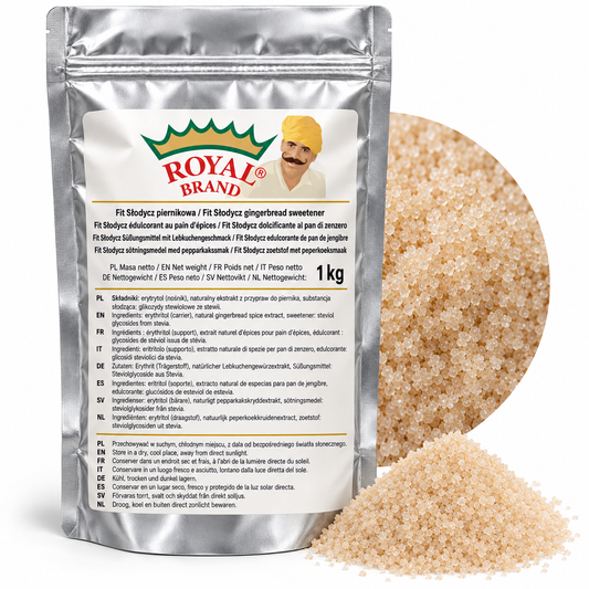 Projekt opakowania: Fit Słodycz piernikowa 1 kg Royal Brand. Logo marki do weryfikacji.