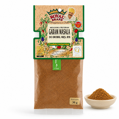 Garam Masala 30 g Royal Brand – opakowanie i mielona mieszanka