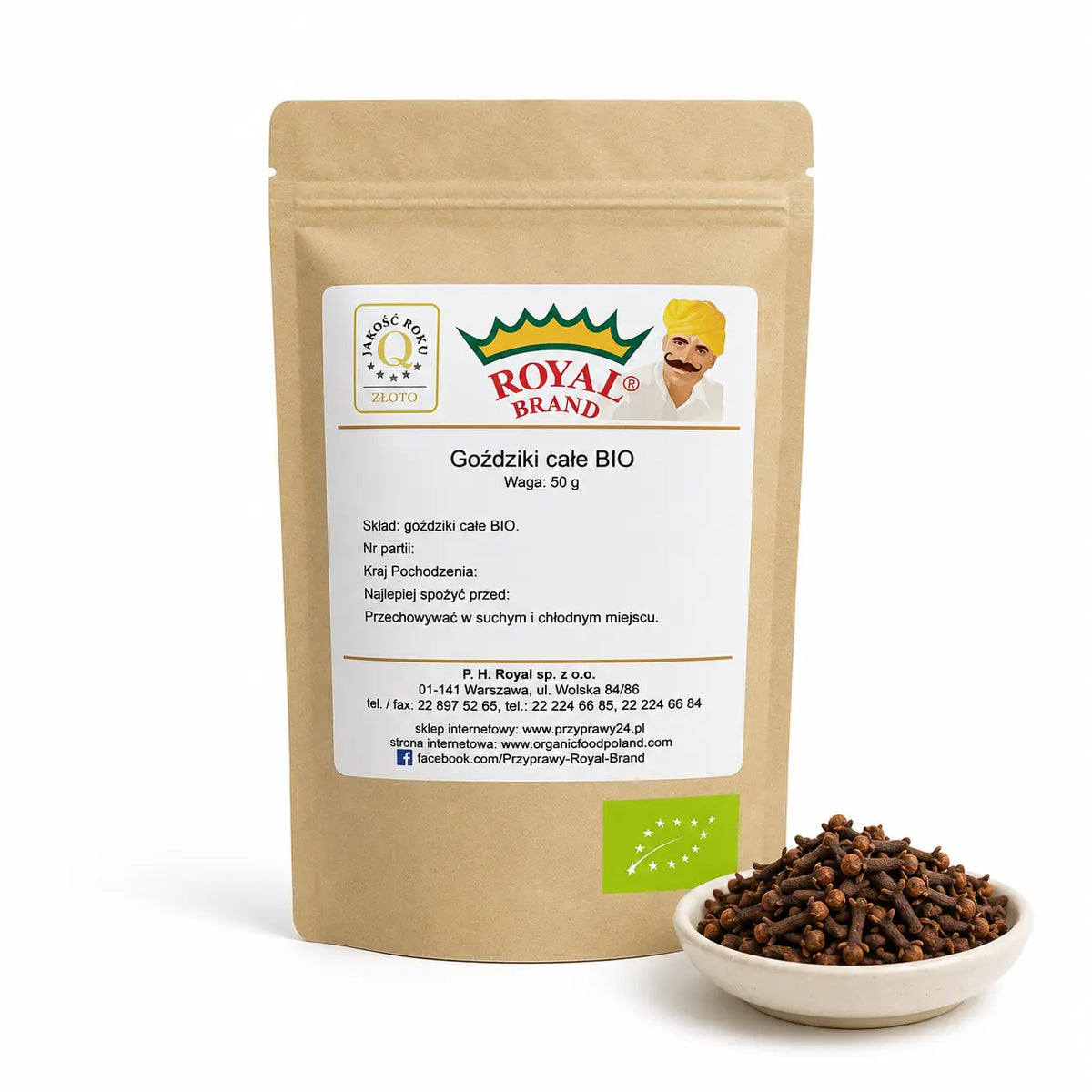 Goździki całe BIO 50 g Royal Brand – opakowanie i produkt