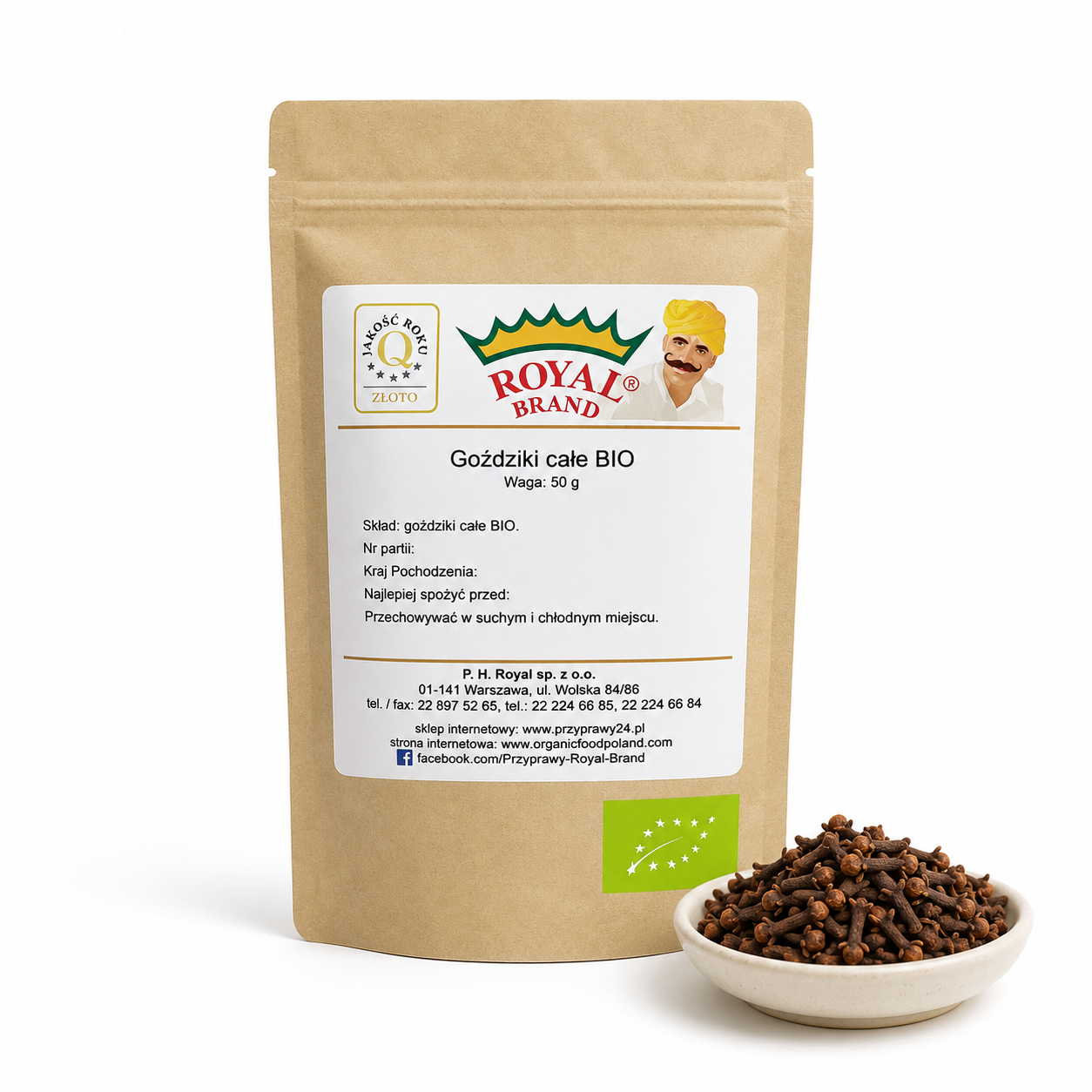 Goździki całe BIO 50 g Royal Brand – opakowanie i produkt