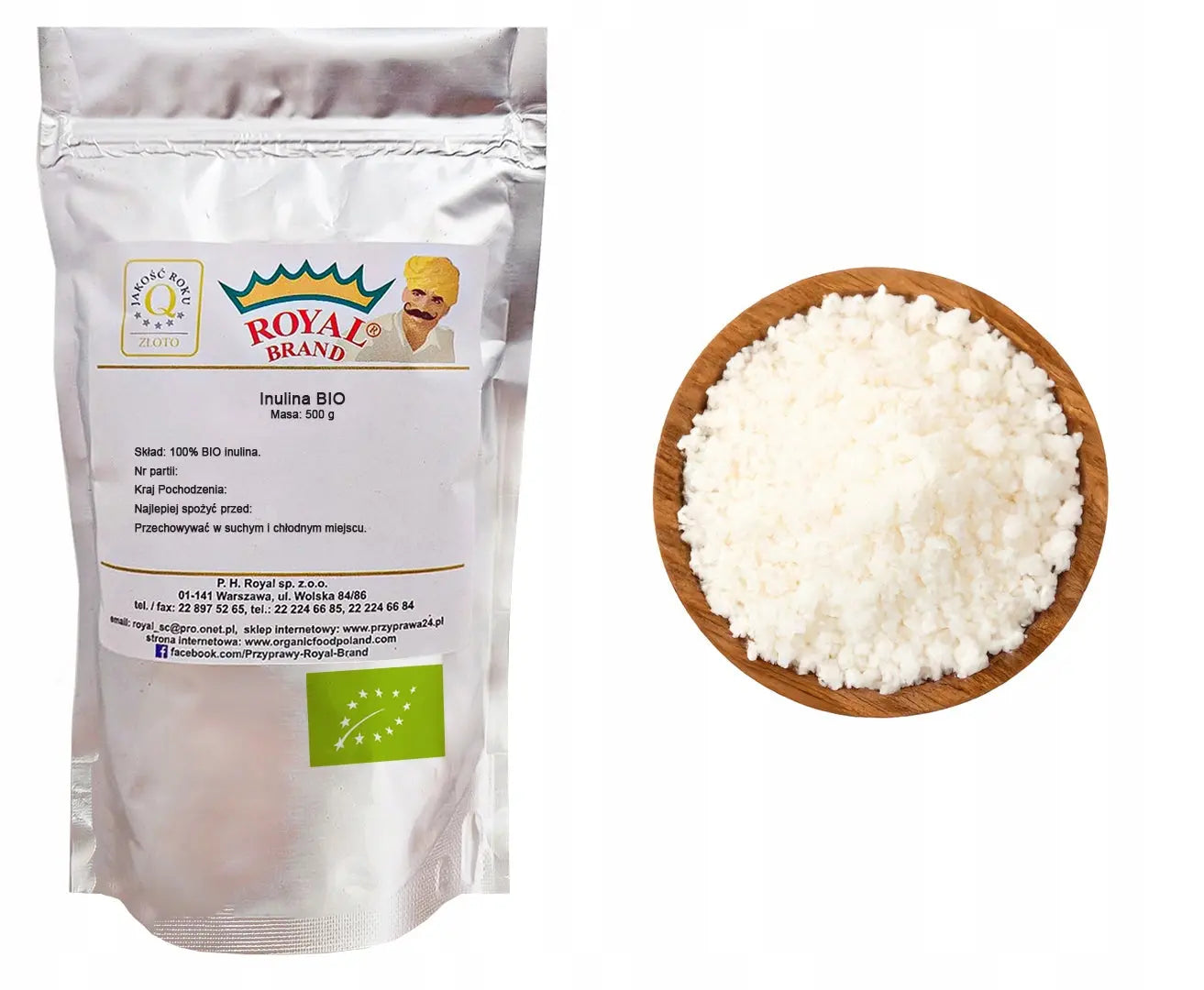 AGAVE INULIN ORGANIC natural prebiotic fiber powder 500g vege keto   Oficjalny sklep Royal Brand