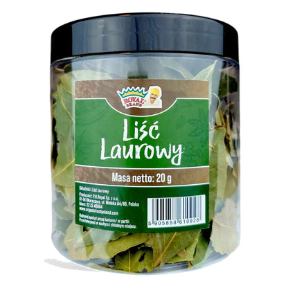 LIŚĆ LAUROWY 20g w dużym ładnym słoiku liście laurowe selekcjonowane całe - Oficjalny sklep Royal Brand