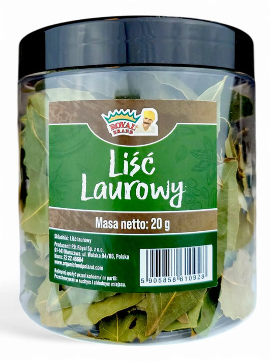 LIŚĆ LAUROWY 20g w dużym ładnym słoiku liście laurowe selekcjonowane całe - Oficjalny sklep Royal Brand