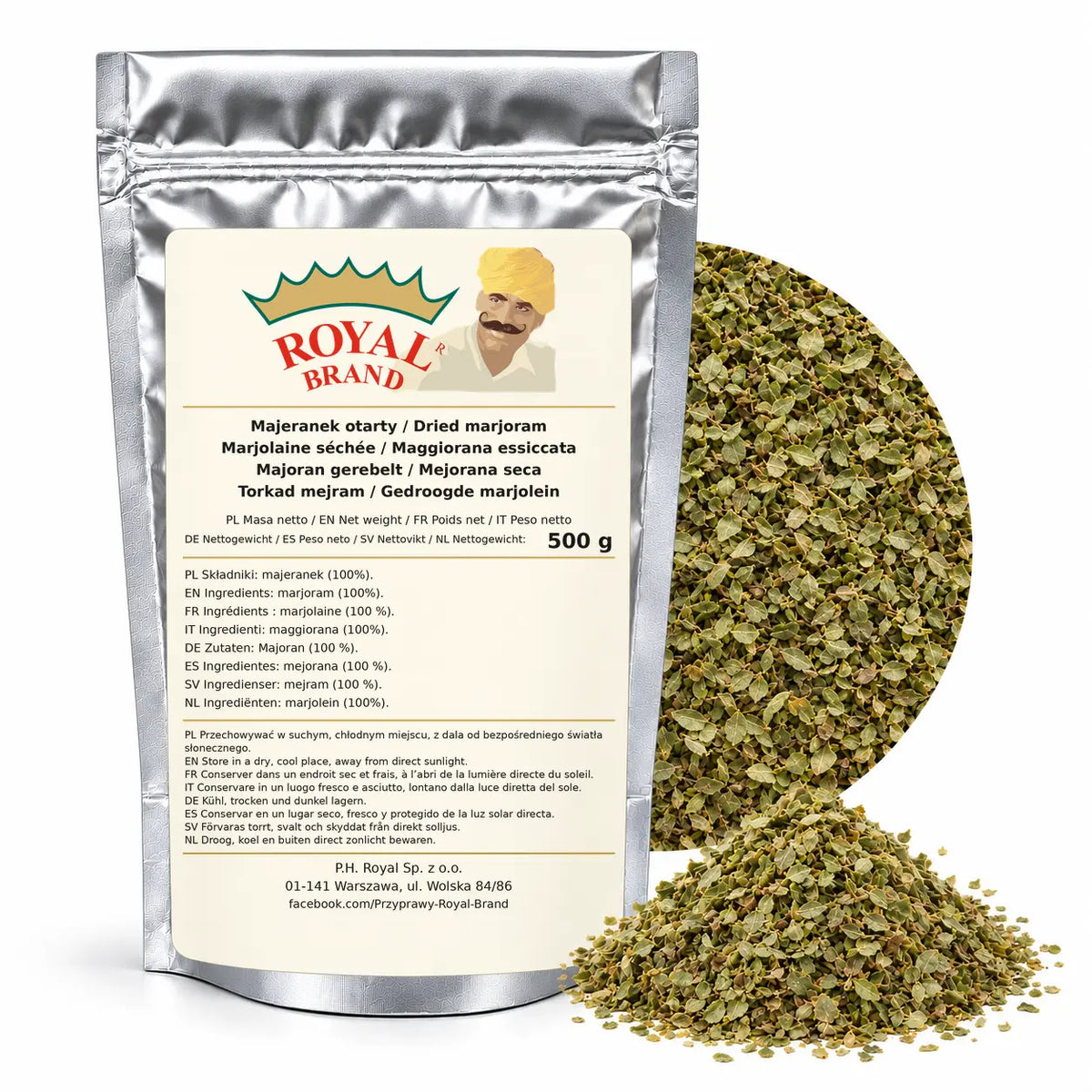 Majeranek otarty suszony 500 g do żurku i fasoli Royal Brand