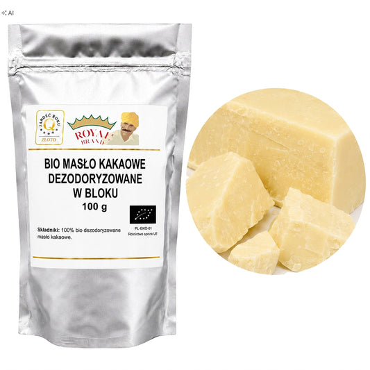 Masło kakaowe spożywcze BIO dezodoryzowane w bloku 100g Royal Brand Royal Brand