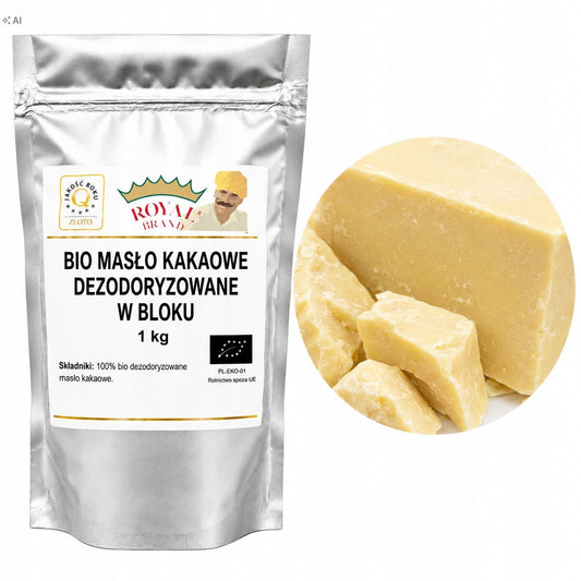 Masło kakaowe spożywcze BIO dezodoryzowane w bloku 1kg Royal Brand Royal Brand