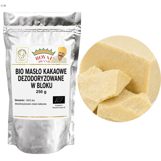 Masło kakaowe spożywcze BIO dezodoryzowane w bloku 250 g Royal Brand Royal Brand