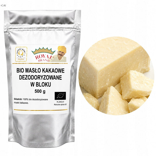 Masło kakaowe spożywcze BIO dezodoryzowane w bloku 500g Royal Brand Royal Brand