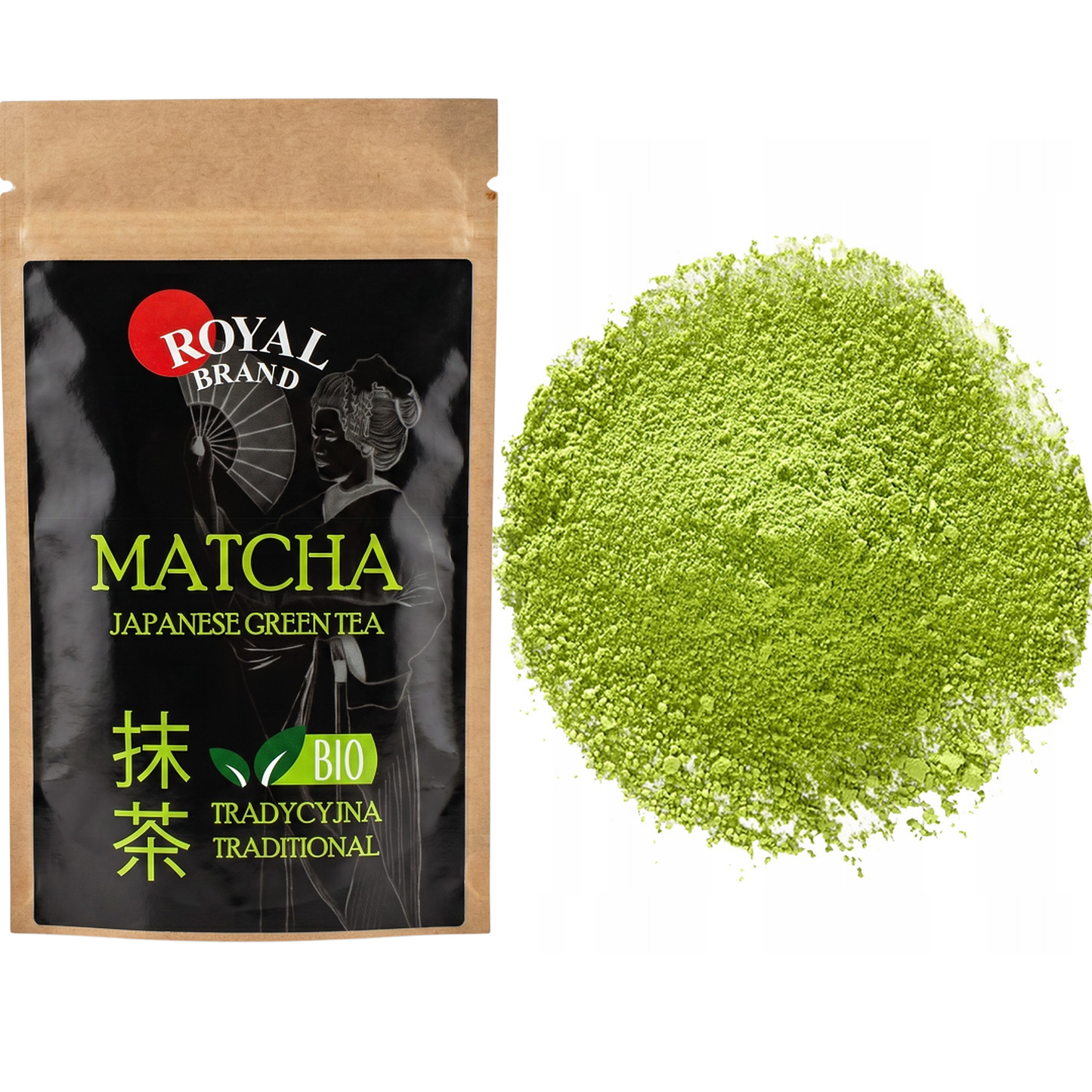 Najlepsza Zielona Herbata Matcha Japońska BIO 50g Herbata Sproszkowana Royal Brand