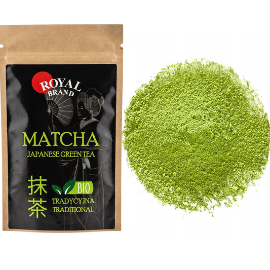 Najlepsza Zielona Herbata Matcha Japońska BIO 50g Herbata Sproszkowana Royal Brand
