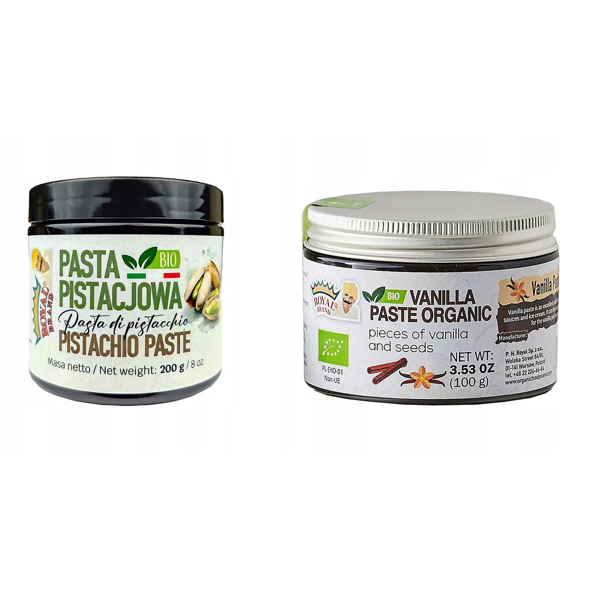 Naturalna Pasta Waniliowa BIO 100g + Pasta Pistacjowa BIO 200g Royal Brand - Oficjalny sklep Royal Brand