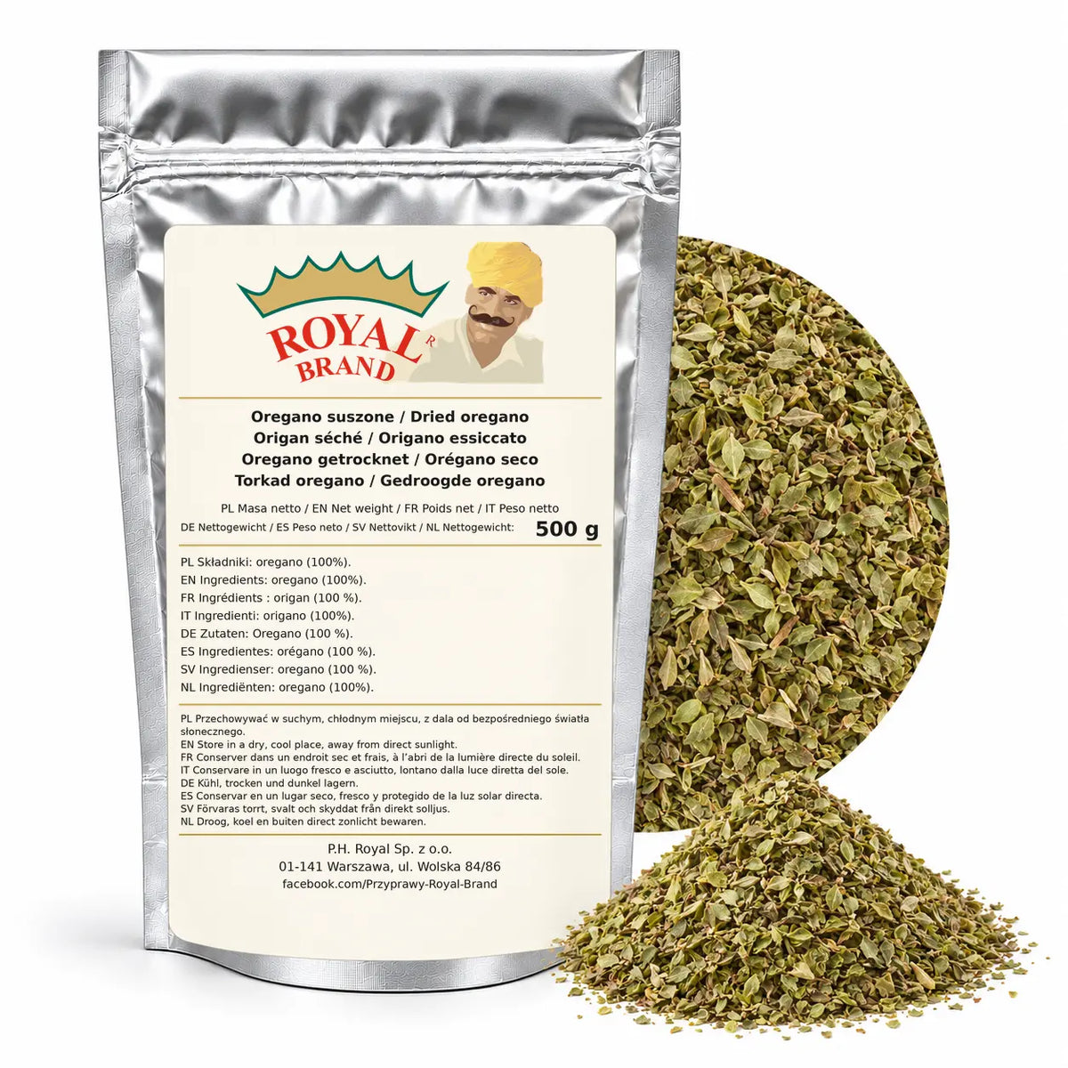 Oregano suszone liść 500 g do pizzy i sosów Royal Brand