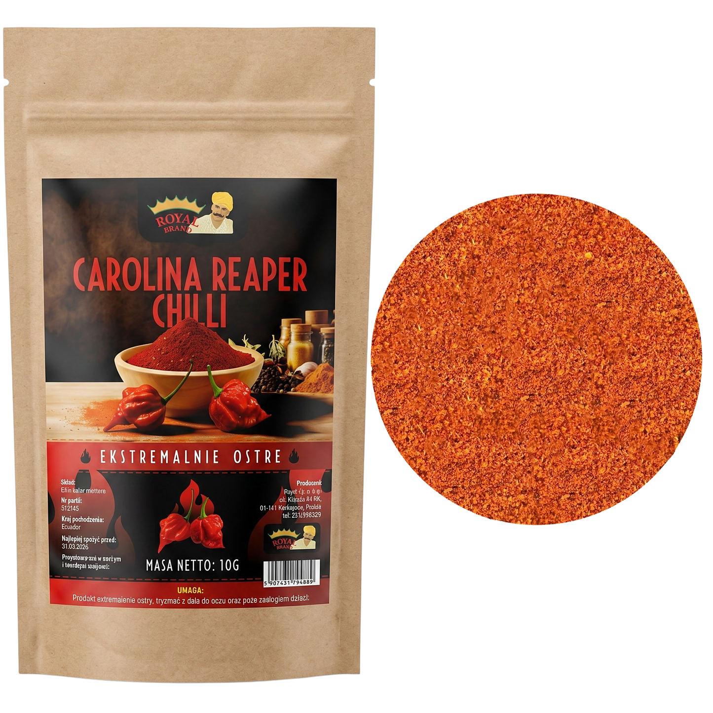 Papryka Carolina Reaper Chili Mielona ostra 10g Rekord Świata 17 Royal Brand