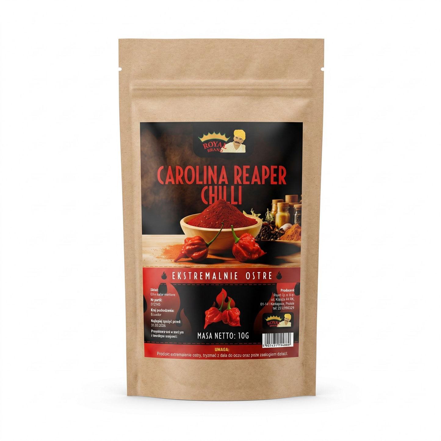 Papryka Carolina Reaper Chili Mielona ostra 10g Rekord Świata 17 Royal Brand
