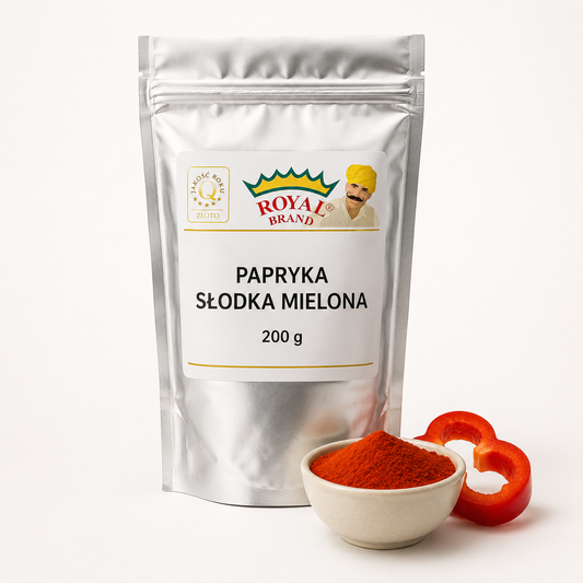 Papryka słodka mielona 200 g Royal Brand – opakowanie i przyprawa