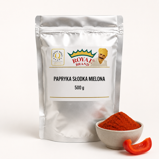 Papryka słodka mielona 500 g Royal Brand – opakowanie i przyprawa