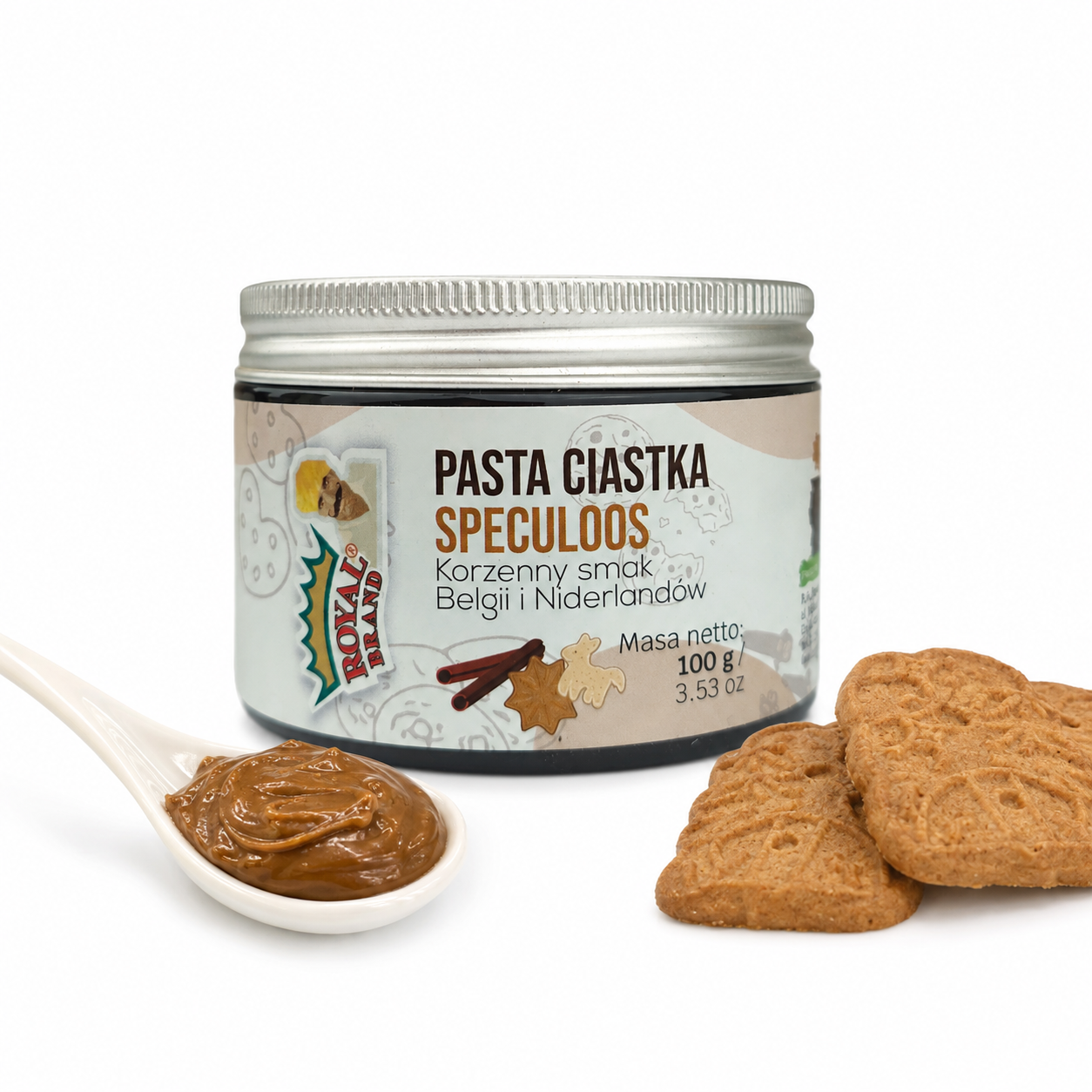 Pasta Speculoos 100 g Royal Brand – słoik, pasta i ciastka