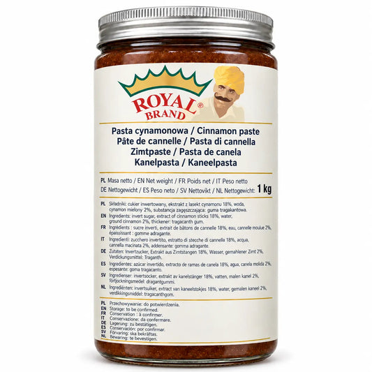 Pasta cynamonowa 1 kg Royal Brand – projekt opakowania w szklanym słoiku