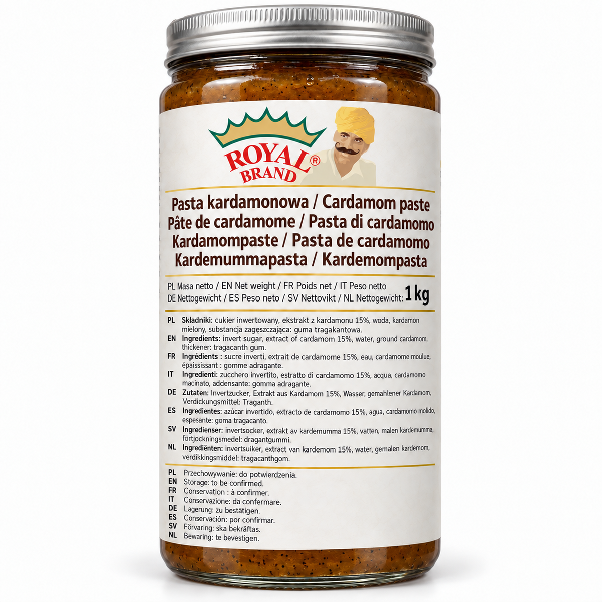 Pasta kardamonowa 1 kg Royal Brand – projekt opakowania w szklanym słoiku